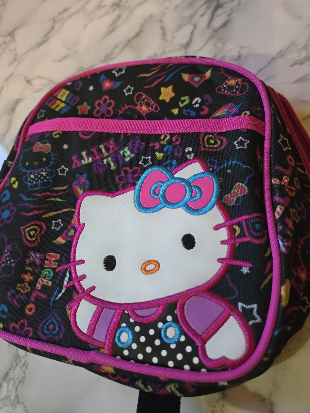 NWT Hello Kitty Girls Kids Black & Pink Colorful Mini Backpack
